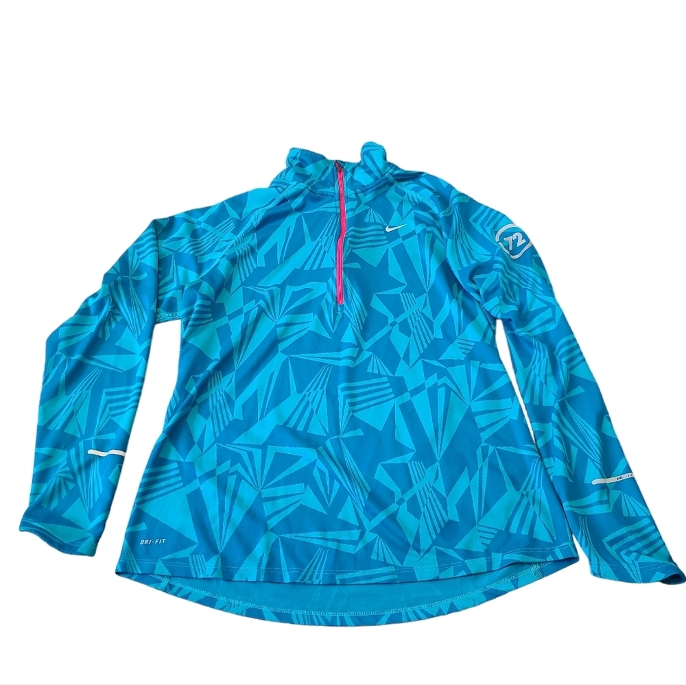 NIKE Element 72 Running Dri-Fit Quarter-Zip Long Sleeve Reflective Shirt Blue XL